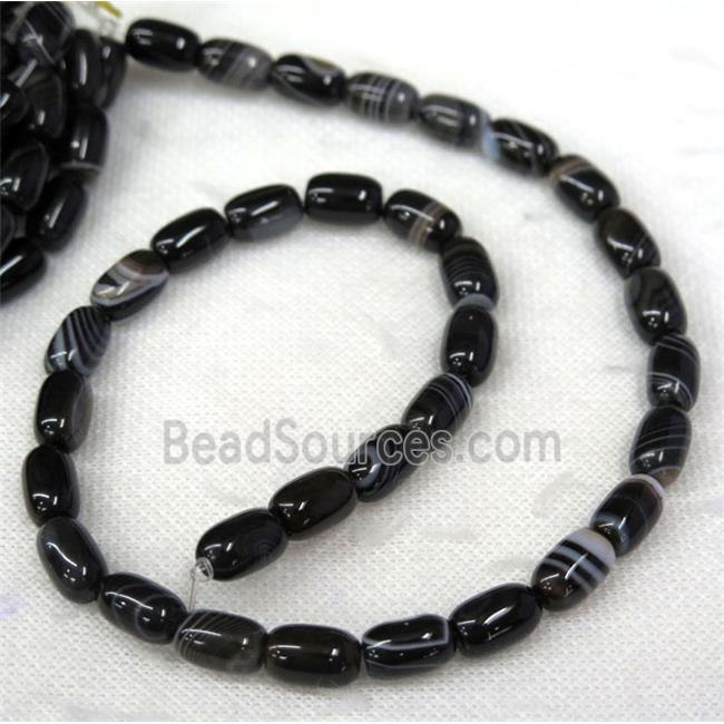 black stripe Agate barrel beads