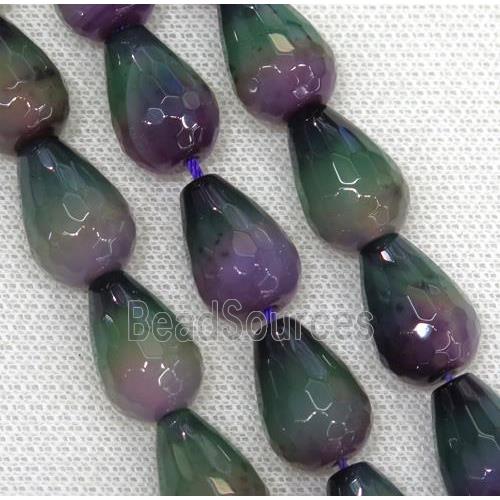 dichromatic Agate beads, faceted teardrop