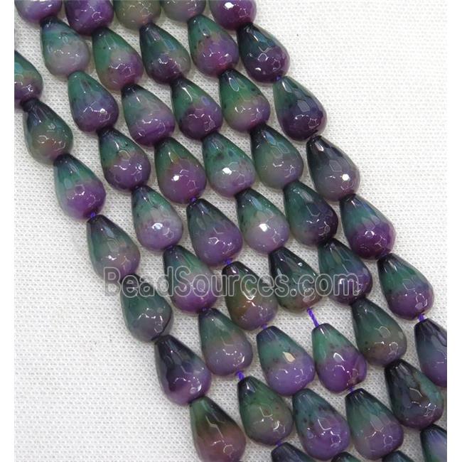 dichromatic Agate beads, faceted teardrop