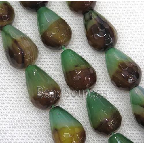 multicolor Agate beads, faceted teardrop