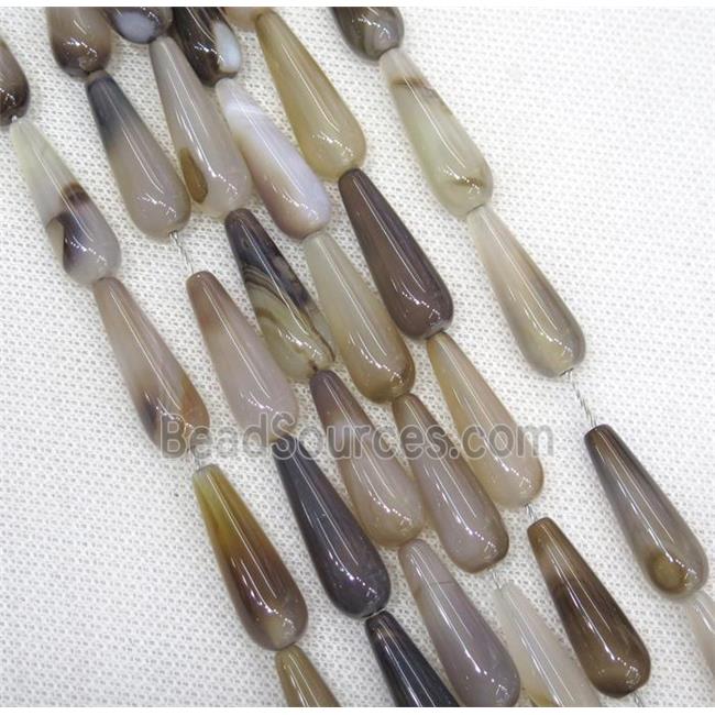 gray Agate teardrop beads