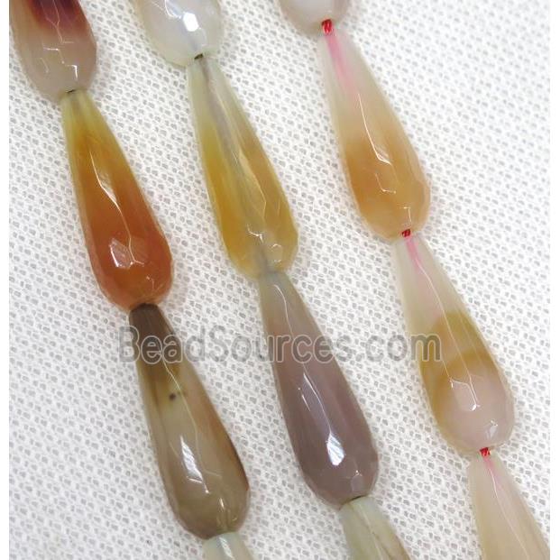 Agate beads, faceted teardrop