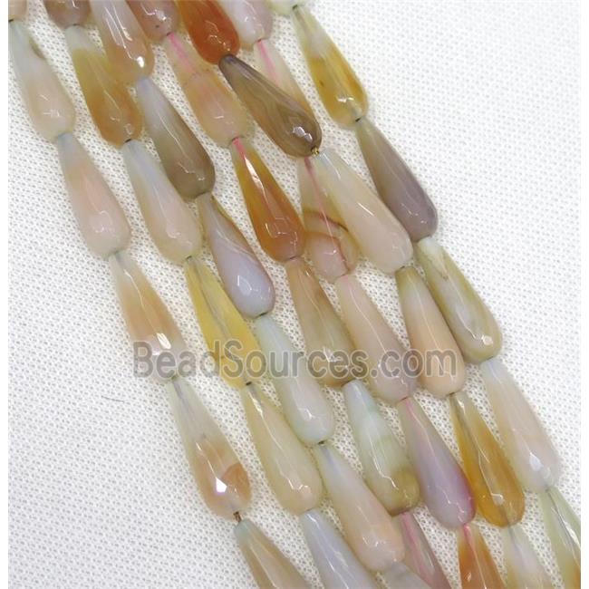 Agate beads, faceted teardrop