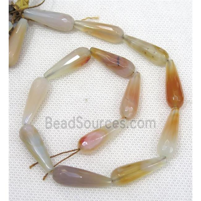 Agate beads, faceted teardrop