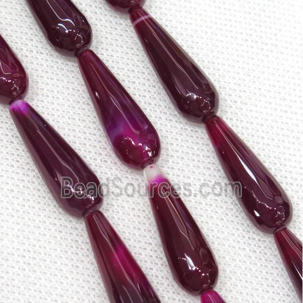 mauve Agate beads, faceted teardrop