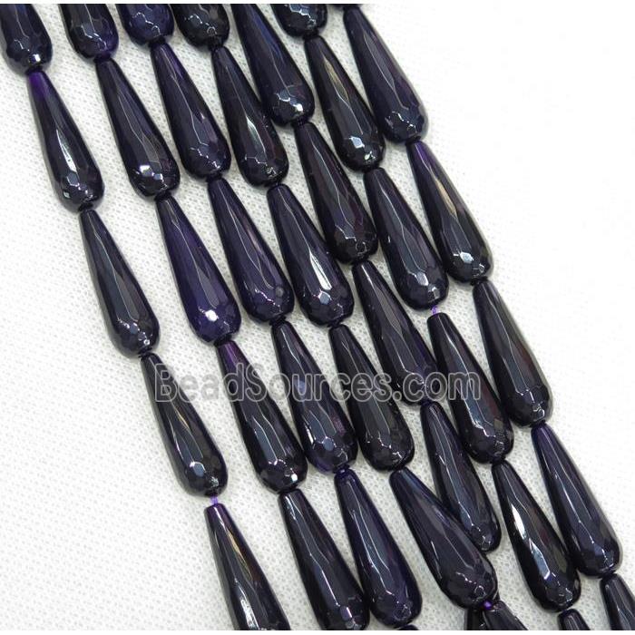 darkpurple Agate beads, faceted teardrop