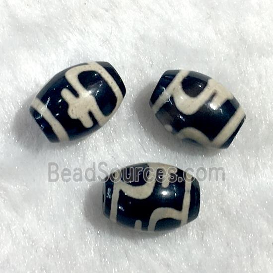 black tibetan style agate beads, oval