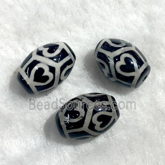 black tibetan style agate beads, oval