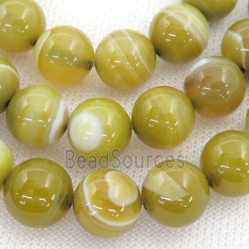 round striped Agate Beads, olive