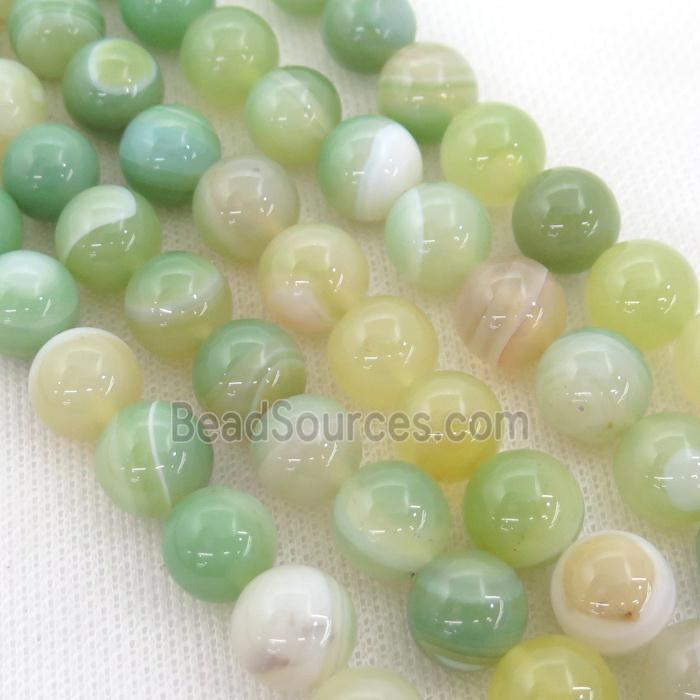 round striped Agate Beads, green