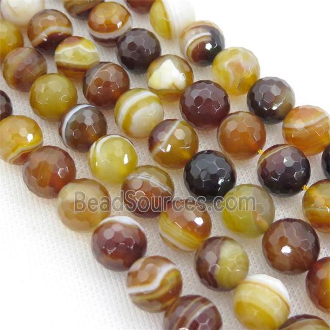 amberGold Striped Agate Beads, faceted round, A grade