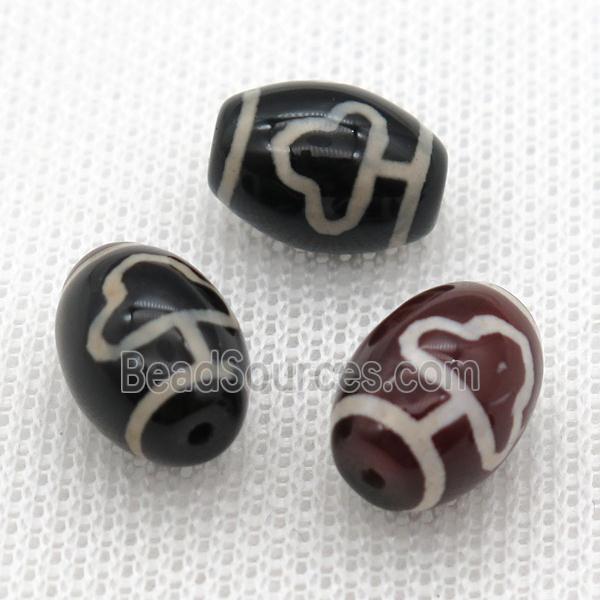 tibetan Dzi barrel beads