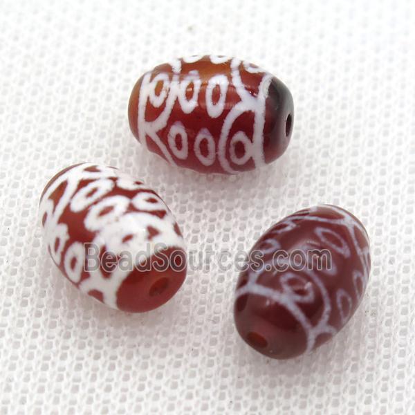 red tibetan DZi barrel beads