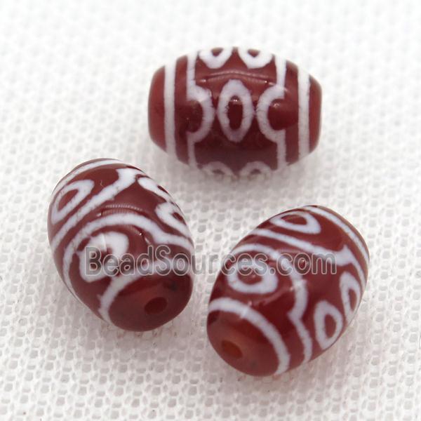 red tibetan DZi barrel beads
