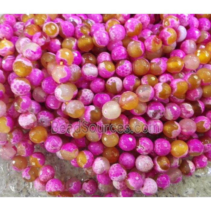 Hot pink Dichromatic Agate Beads, faceted round