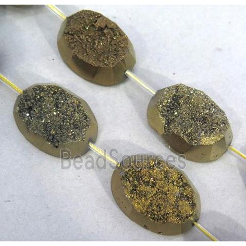 quartz druzy beads, freeform, gold electroplated