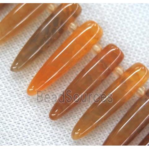 agate bullet collar bead, orange