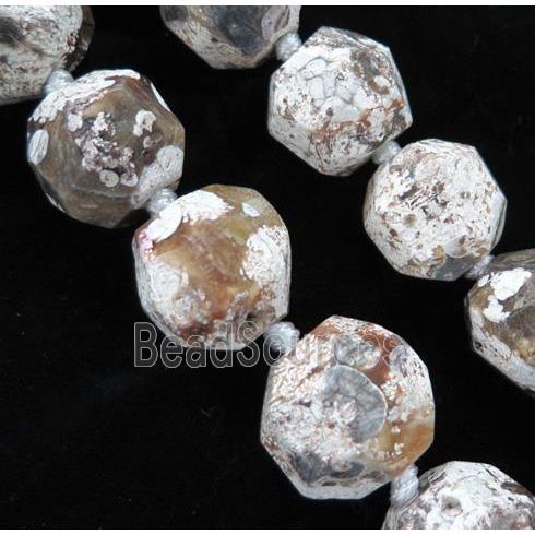 white ocean jasper ball beads, faceted round