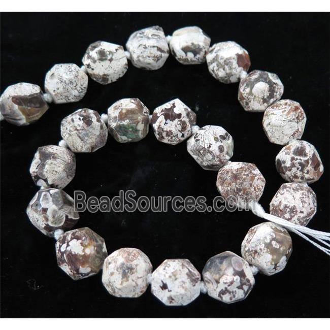 white ocean jasper ball beads, faceted round