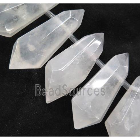 Clear Quartz Bullet Beads, top-drilled, polished