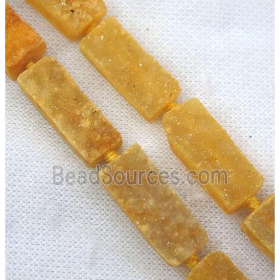 yellow druzy quartz rectangle beads