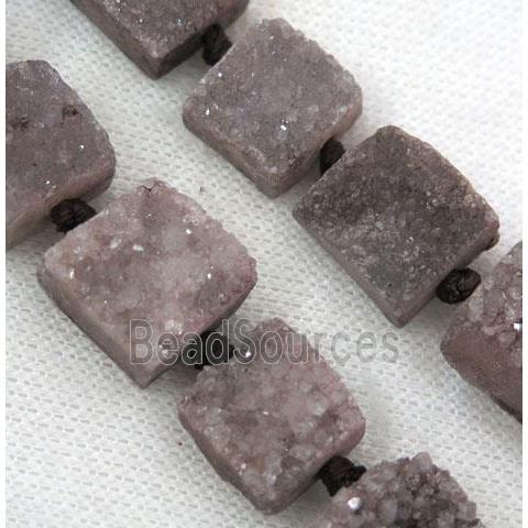 coffee druzy quartz bead, square