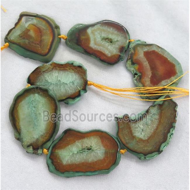 orange Agate slice bead, flat freeform