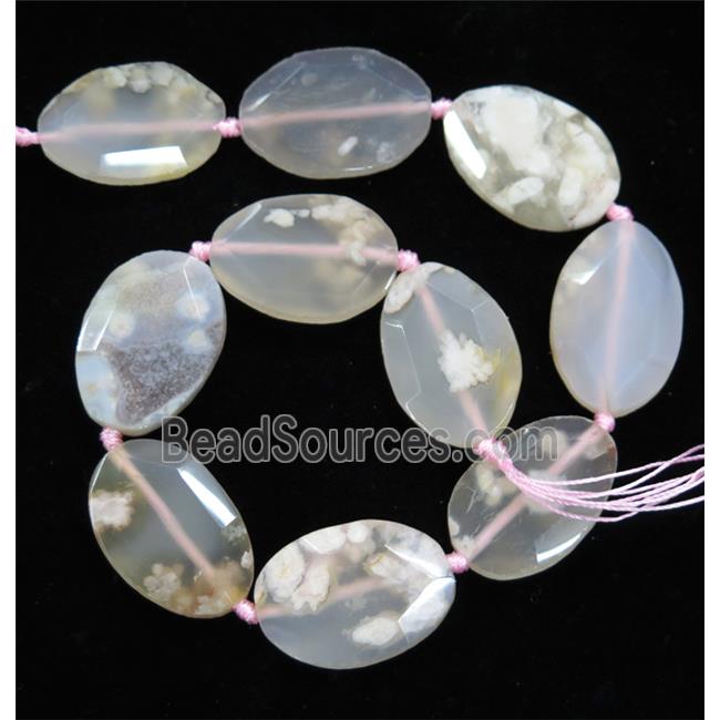 natural Cherry Agate beads, faceted oval