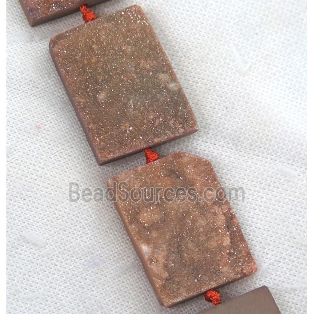 champagne Druzy Quartz beads, rectangle