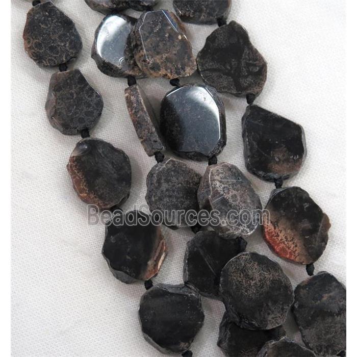 black Coral Fossil slab beads