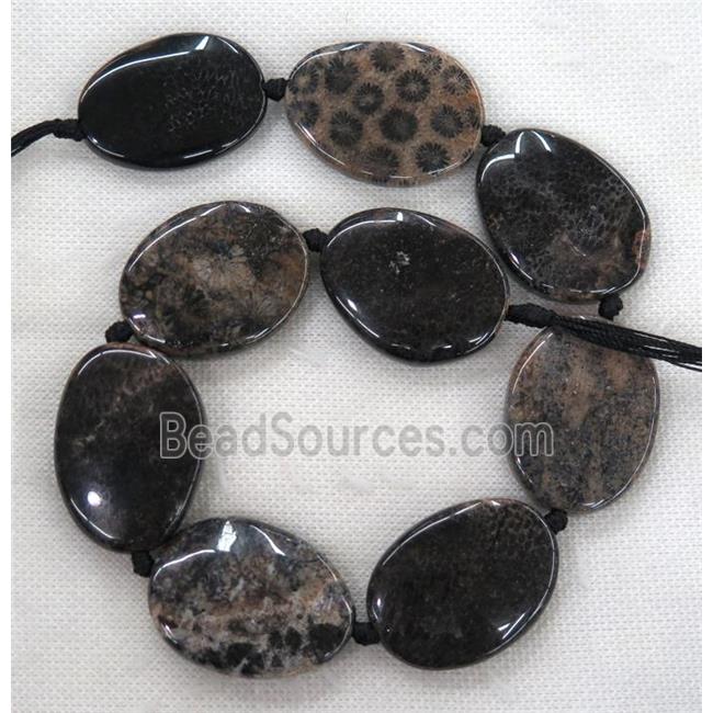 black Coral Fossil beads, freeform