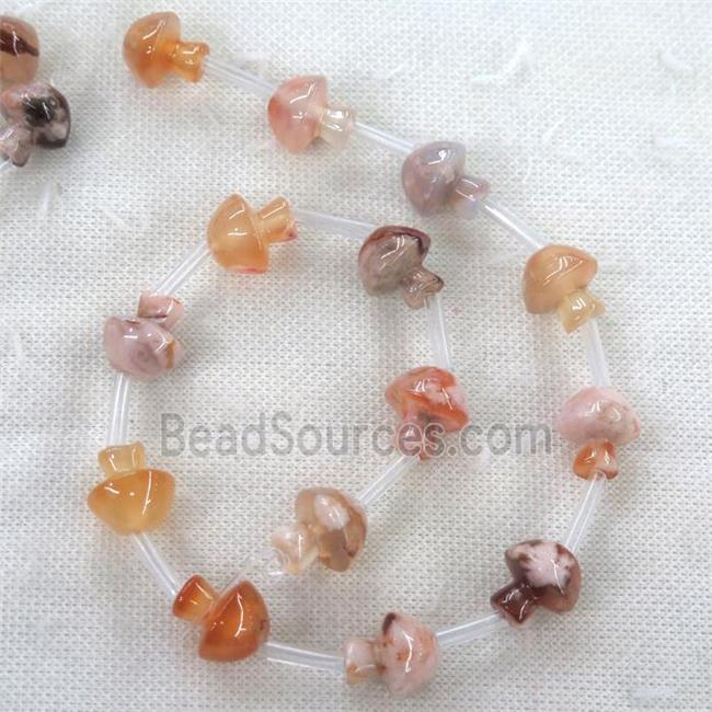 Cherry Agate Mushroom Beads