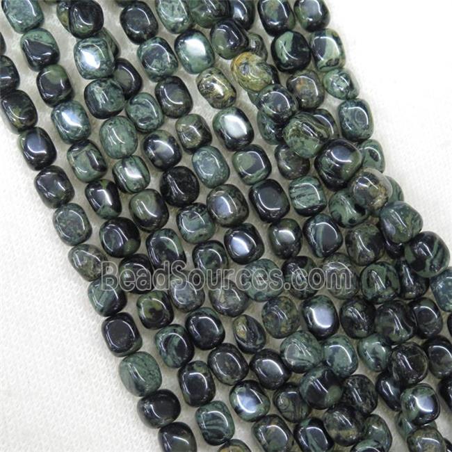 green Kambaba Jasper beads, freeform