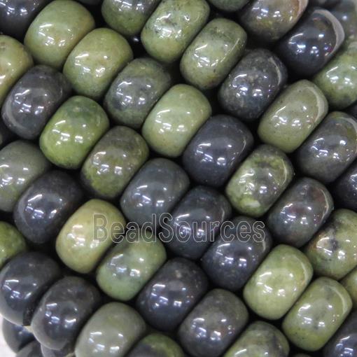 African Green Autumn Jasper barrel beads