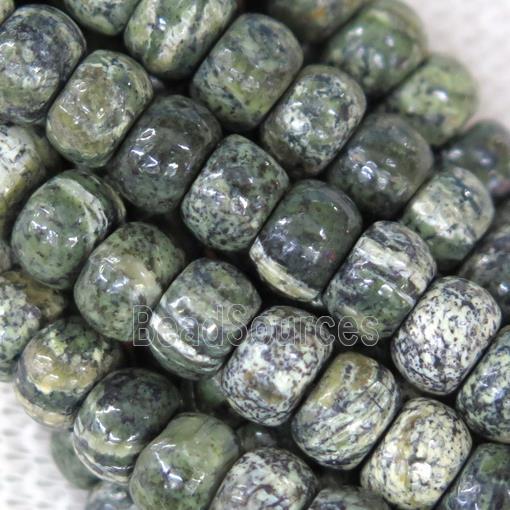 Green Zebra Jasper barrel beads