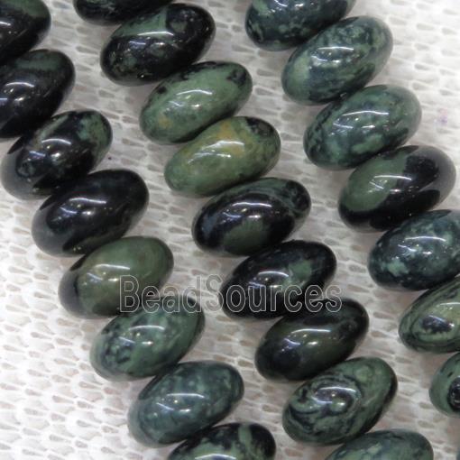 green Kambaba Jasper rondelle beads