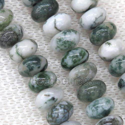 green Tree Agate rondelle beads Dendridic