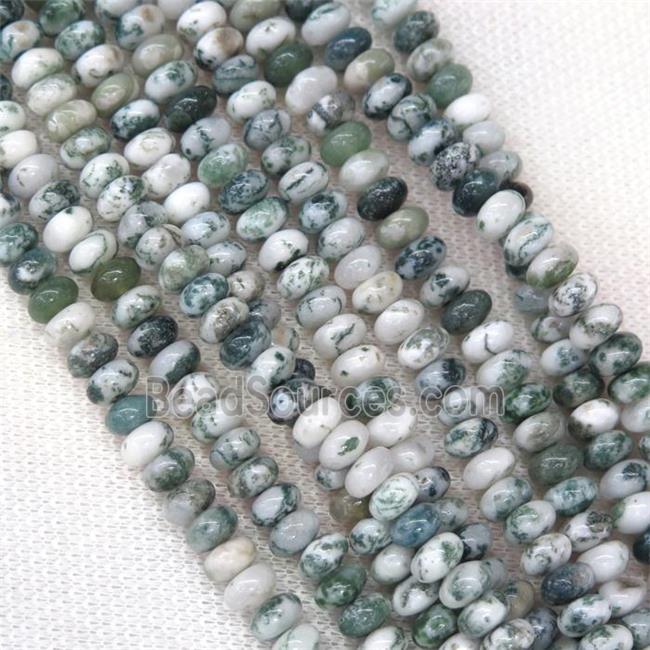 green Tree Agate rondelle beads Dendridic