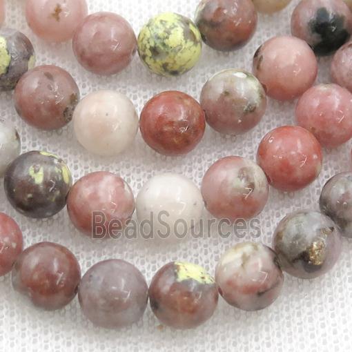 Round Plum Blossom Jasper Beads Pink Smooth