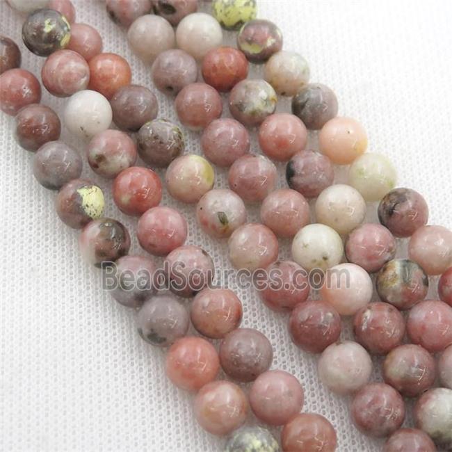 Round Plum Blossom Jasper Beads Pink Smooth