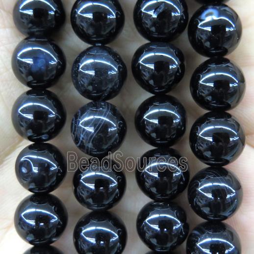 round Black Onyx Agate beads