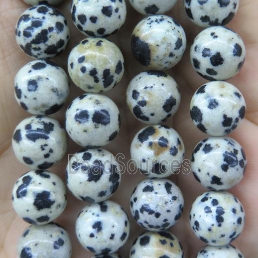 black spotted dalmatian Jasper beads, round