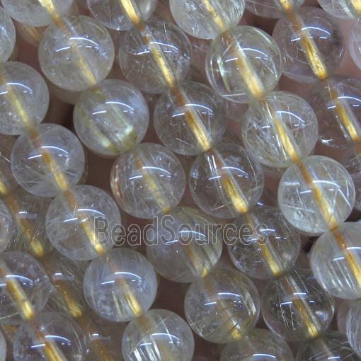 gold Rutilated Quartz beads, round