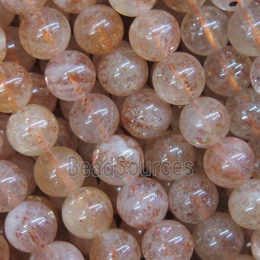 gold Strawberry Quartz beads, round