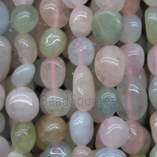 Morganite chip beads, freeform, multi color