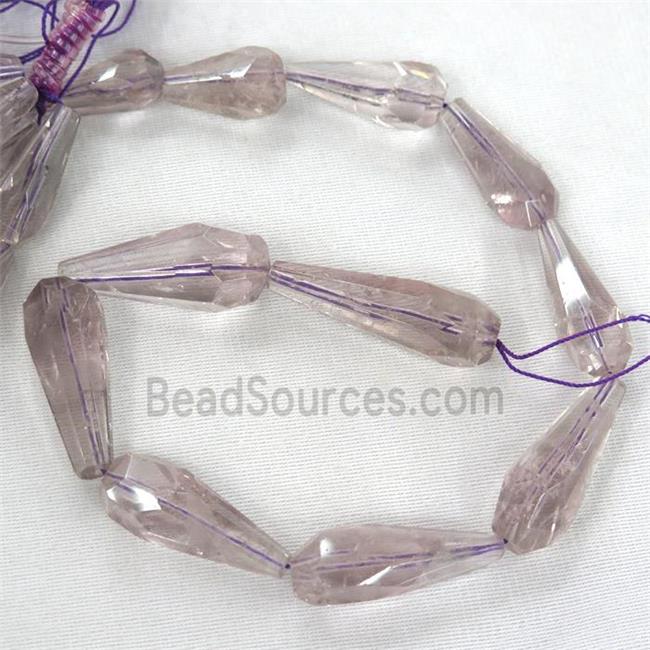 Amethyst beads, faceted teardrop, light purple