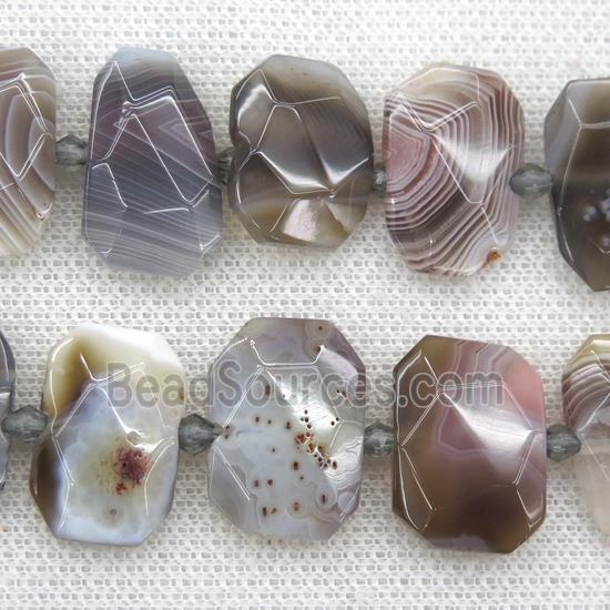 Botswana Agate beads, faceted rectangle