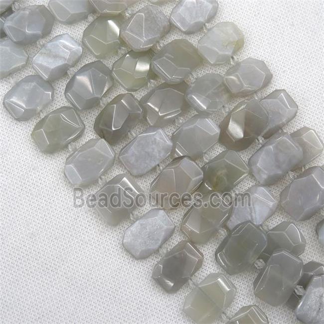 gray MoonStone beads, faceted rectangle