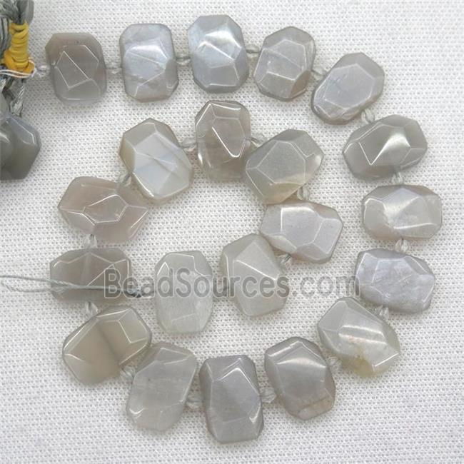 gray MoonStone beads, faceted rectangle