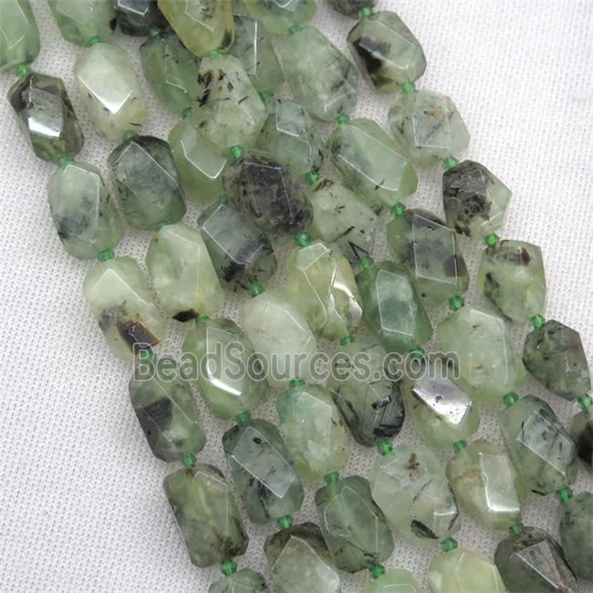 green Prehnite nugget beads, freeform